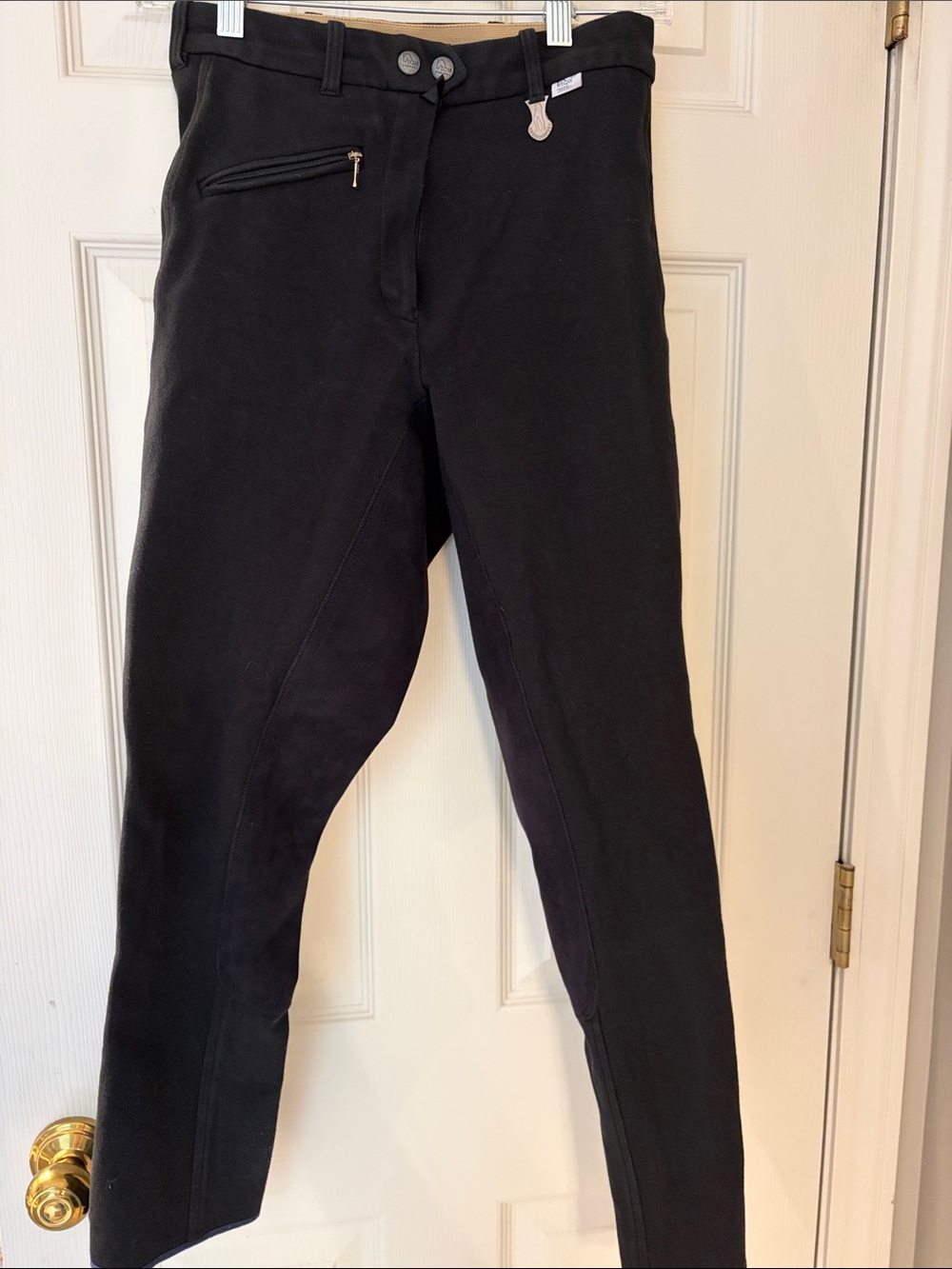 EquiComfort Black Equestrian Full-seat Breeches with Front Zip Pocket. Size 28